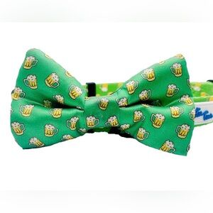 Amazon Dog Bow Tie with Green Beer Mug Print Pet Accessories